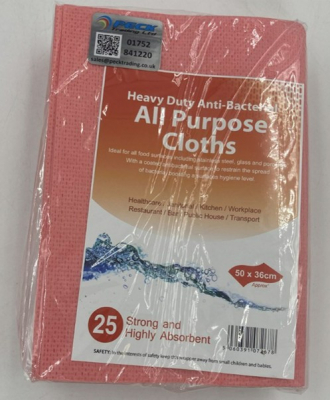 CLOTH H/DUTY ALL-PURPOSE   RED Antibacterial
