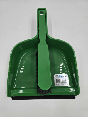 DUSTPAN & BRUSH SET - GREEN (STIFF BRISTLE)